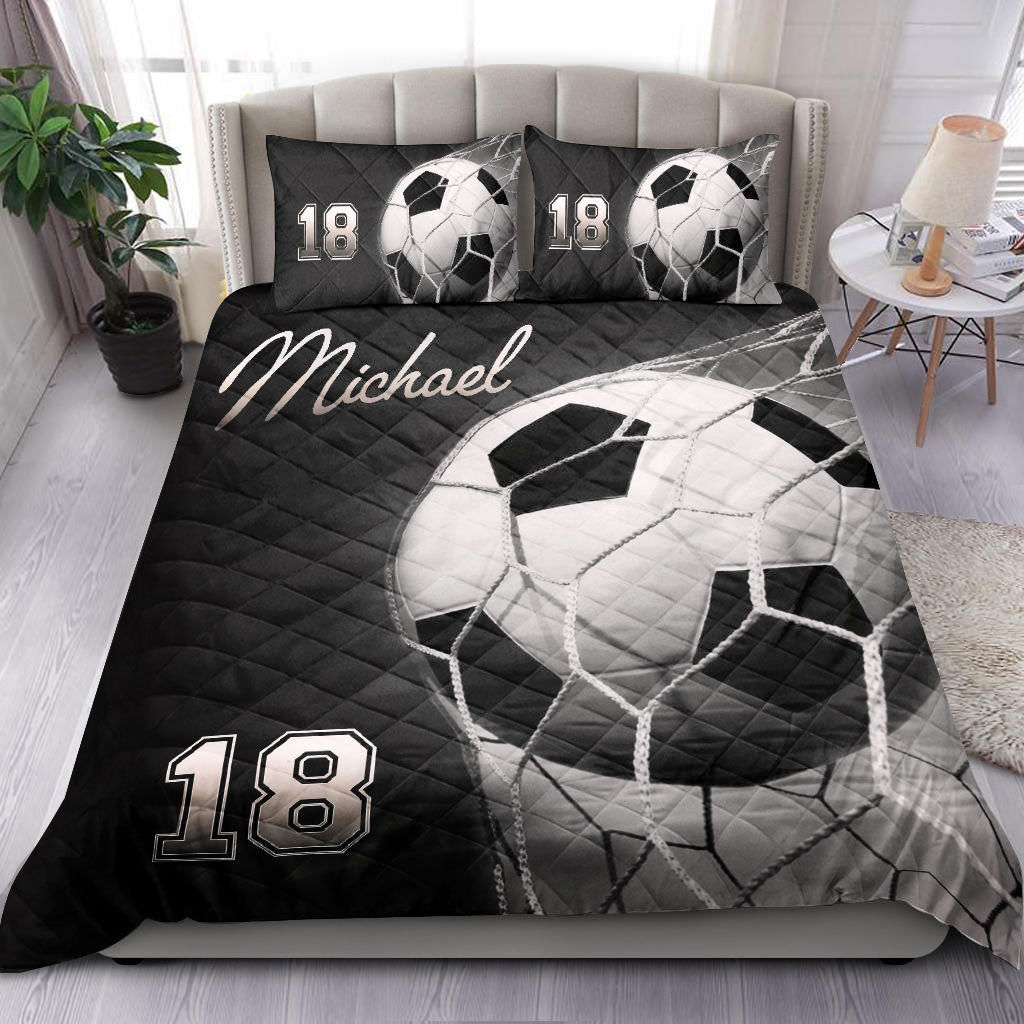 Ohaprints-Quilt-Bed-Set-Pillowcase-Soccer-Ball-Black-Player-Fan-Unique-Gift-Idea-Custom-Personalized-Name-Number-Blanket-Bedspread-Bedding-2813-Double (70'' x 80'')