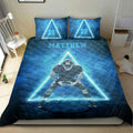 Ohaprints-Quilt-Bed-Set-Pillowcase-Football-Neon-Triangle-Player-Fan-Gift-Blue-Custom-Personalized-Name-Number-Blanket-Bedspread-Bedding-462-Double (70'' x 80'')
