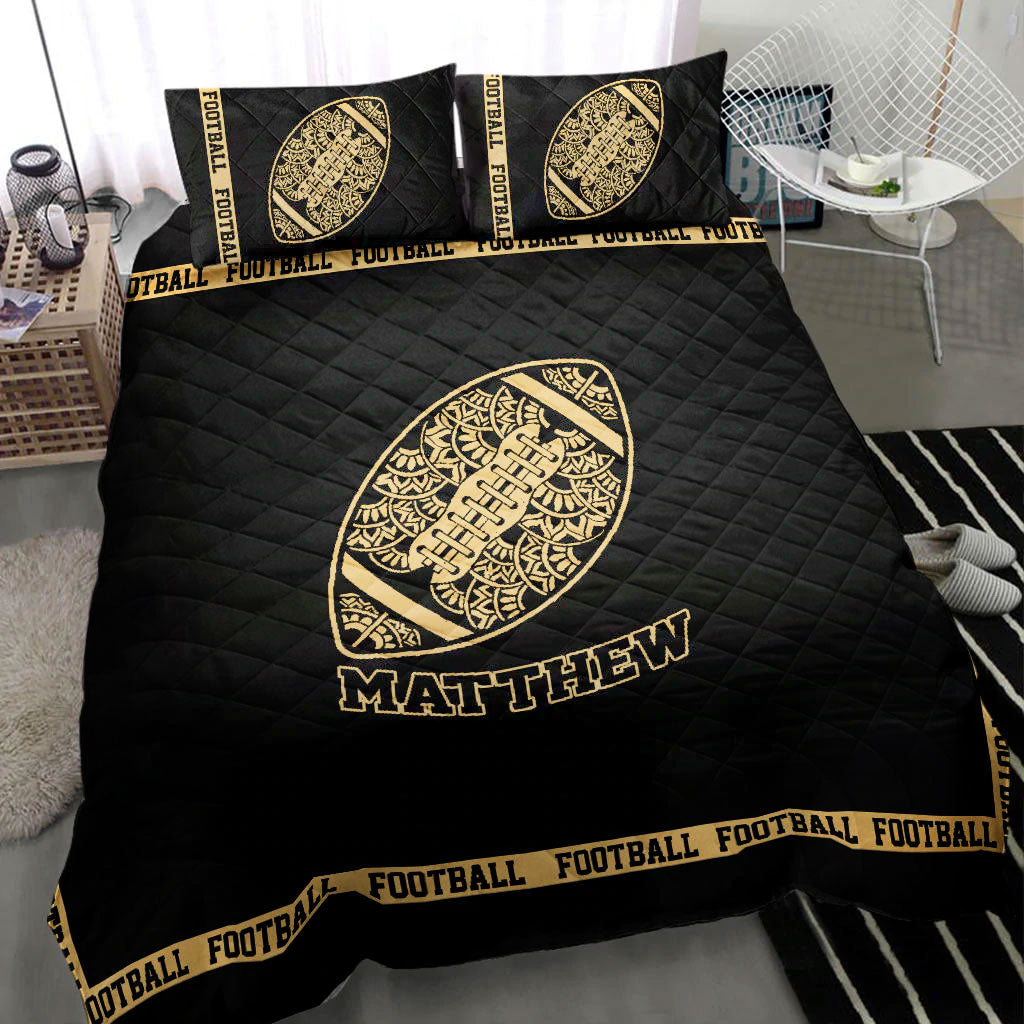 Ohaprints-Quilt-Bed-Set-Pillowcase-Football-Ball-Mandala-Player-Fan-Gift-Black-Custom-Personalized-Name-Number-Blanket-Bedspread-Bedding-1052-Throw (55'' x 60'')