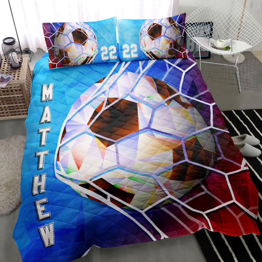 Ohaprints-Quilt-Bed-Set-Pillowcase-Soccer-Ball-Low-Poly-Player-Fan-Gift-Idea-Custom-Personalized-Name-Number-Blanket-Bedspread-Bedding-993-Throw (55'' x 60'')