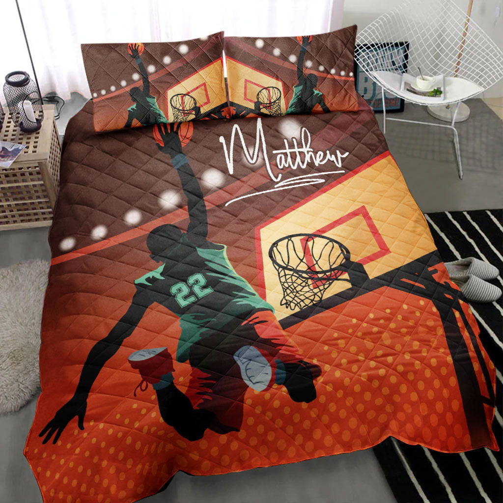 Ohaprints-Quilt-Bed-Set-Pillowcase-Basketball-Boy-Slam-Dunk-Player-Fan-Orange-Custom-Personalized-Name-Number-Blanket-Bedspread-Bedding-1574-Throw (55'' x 60'')