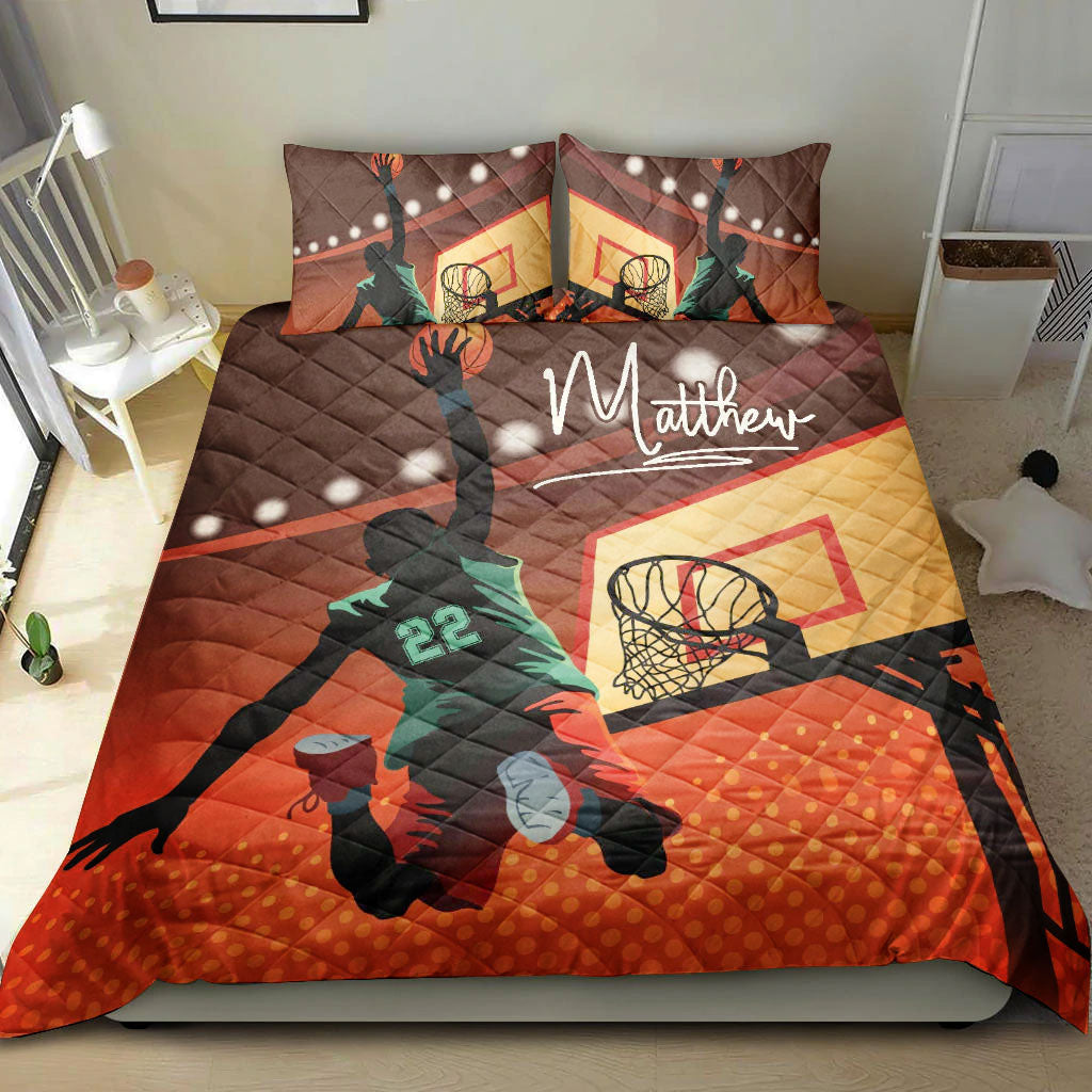 Ohaprints-Quilt-Bed-Set-Pillowcase-Basketball-Boy-Slam-Dunk-Player-Fan-Orange-Custom-Personalized-Name-Number-Blanket-Bedspread-Bedding-1574-Double (70'' x 80'')