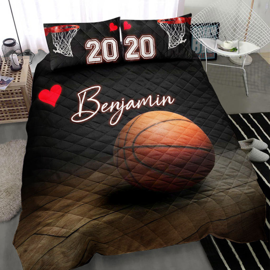 Ohaprints-Quilt-Bed-Set-Pillowcase-Basketball-Ball-Heart-Love-Player-Fan-Gift-Custom-Personalized-Name-Number-Blanket-Bedspread-Bedding-2221-Throw (55'' x 60'')