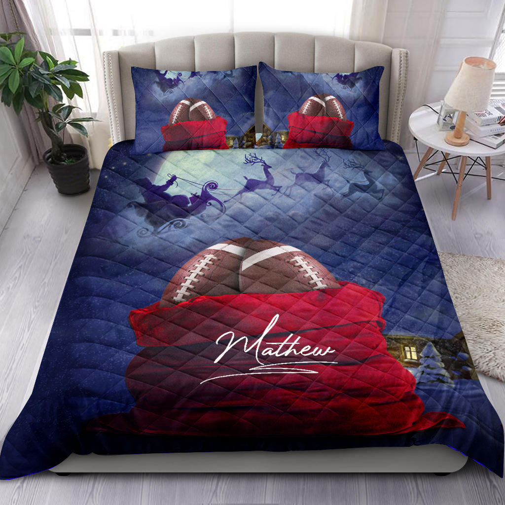 Ohaprints-Quilt-Bed-Set-Pillowcase-Football-Ball-Christmas-Xmas-Gift-Bag-Player-Fan-Idea-Custom-Personalized-Name-Blanket-Bedspread-Bedding-1637-Double (70'' x 80'')