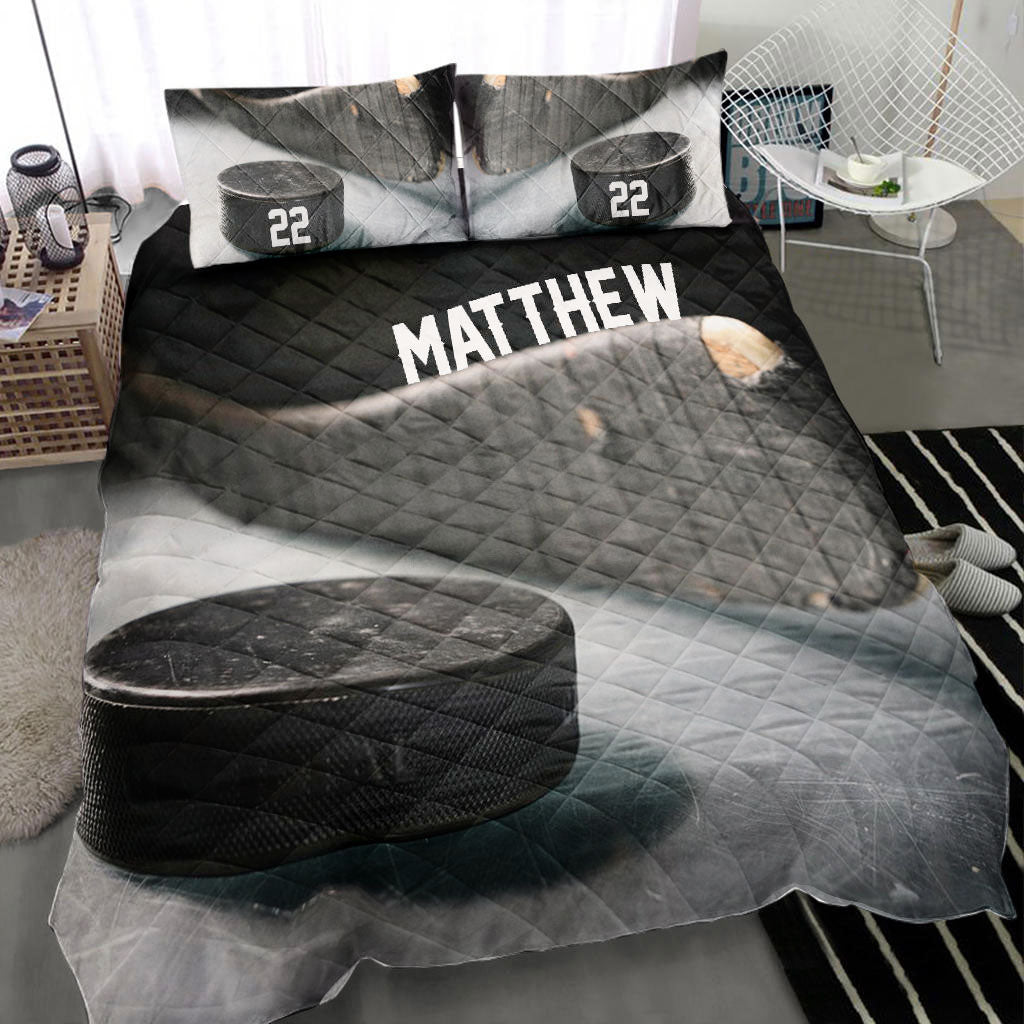 Ohaprints-Quilt-Bed-Set-Pillowcase-Ice-Hockey-Puck-Stick-Player-Fan-Gift-Idea-Custom-Personalized-Name-Number-Blanket-Bedspread-Bedding-2222-Throw (55'' x 60'')