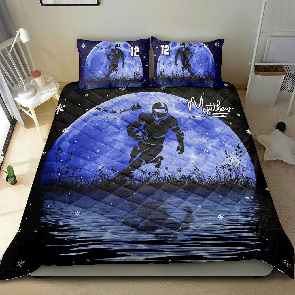 Ohaprints-Quilt-Bed-Set-Pillowcase-America-Football-Blue-Moon-Player-Fan-Gift-Custom-Personalized-Name-Number-Blanket-Bedspread-Bedding-994-Double (70'' x 80'')
