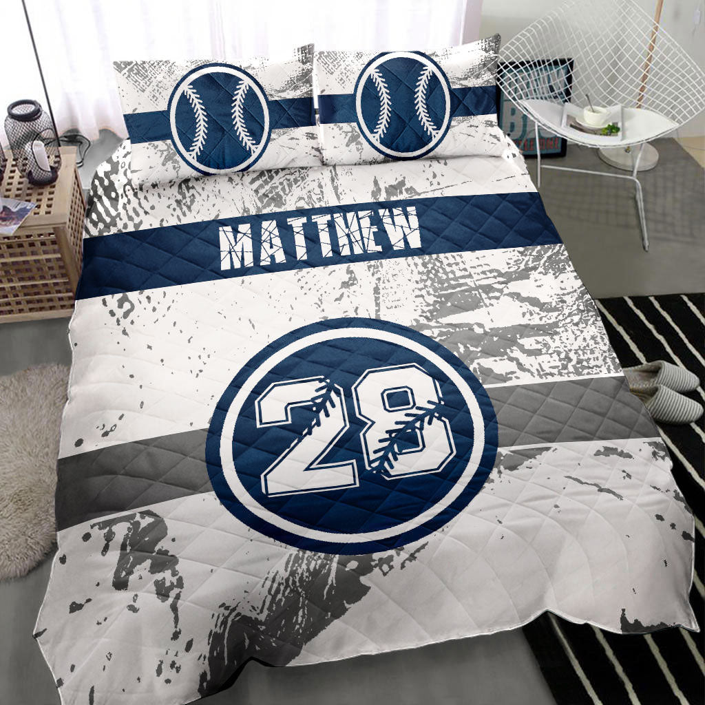 Ohaprints-Quilt-Bed-Set-Pillowcase-Baseball-Blue-Player-Fan-Gift-Idea-White-Custom-Personalized-Name-Number-Blanket-Bedspread-Bedding-2223-Throw (55'' x 60'')