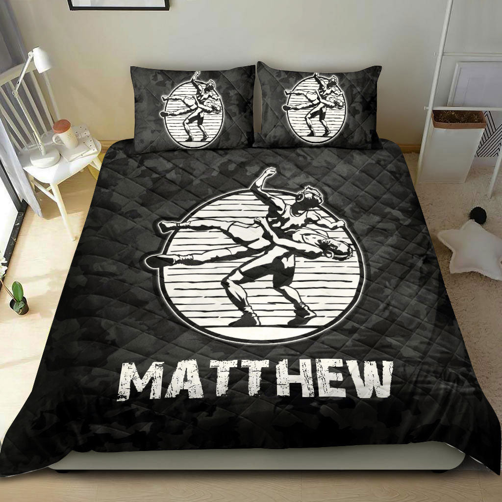 Ohaprints-Quilt-Bed-Set-Pillowcase-Wrestling-Wrestler-Gift-Idea-Black-Camoflage-Custom-Personalized-Name-Blanket-Bedspread-Bedding-2160-Throw (55'' x 60'')