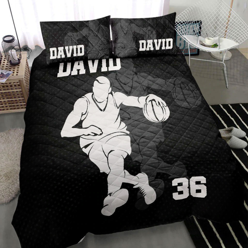 Ohaprints-Quilt-Bed-Set-Pillowcase-Basketball-Boy-Black-Shadow-Player-Fan-Gift-Custom-Personalized-Name-Number-Blanket-Bedspread-Bedding-2754-Throw (55'' x 60'')