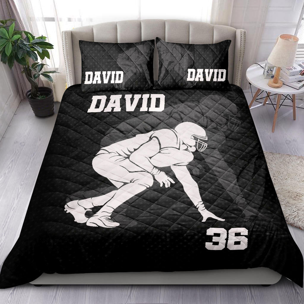 Ohaprints-Quilt-Bed-Set-Pillowcase-Football-Boy-Black-Shadow-Player-Fan-Gift-Idea-Custom-Personalized-Name-Number-Blanket-Bedspread-Bedding-403-Double (70'' x 80'')