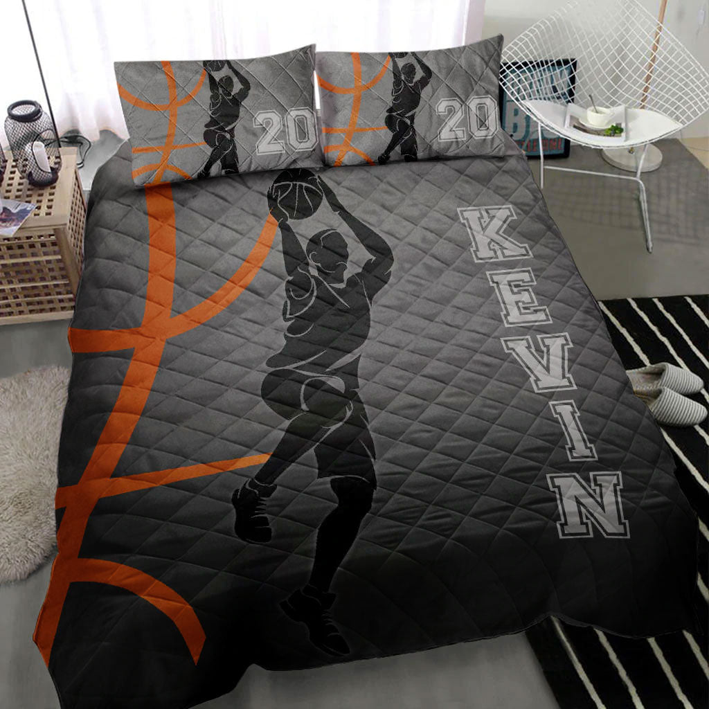 Ohaprints-Quilt-Bed-Set-Pillowcase-Basketball-Boy-Contour-Ball-Player-Fan-Grey-Custom-Personalized-Name-Number-Blanket-Bedspread-Bedding-3065-Throw (55'' x 60'')