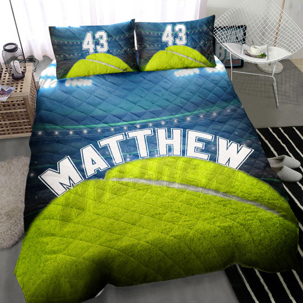 Ohaprints-Quilt-Bed-Set-Pillowcase-Tennis-Ball-Stadium-Player-Fan-Gift-Green-Blue-Custom-Personalized-Name-Number-Blanket-Bedspread-Bedding-2225-Throw (55'' x 60'')