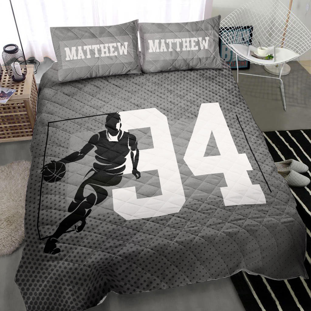 Ohaprints-Quilt-Bed-Set-Pillowcase-Basketball-Boy-Grey-Player-Fan-Dot-Pattern-Custom-Personalized-Name-Number-Blanket-Bedspread-Bedding-2819-Throw (55'' x 60'')