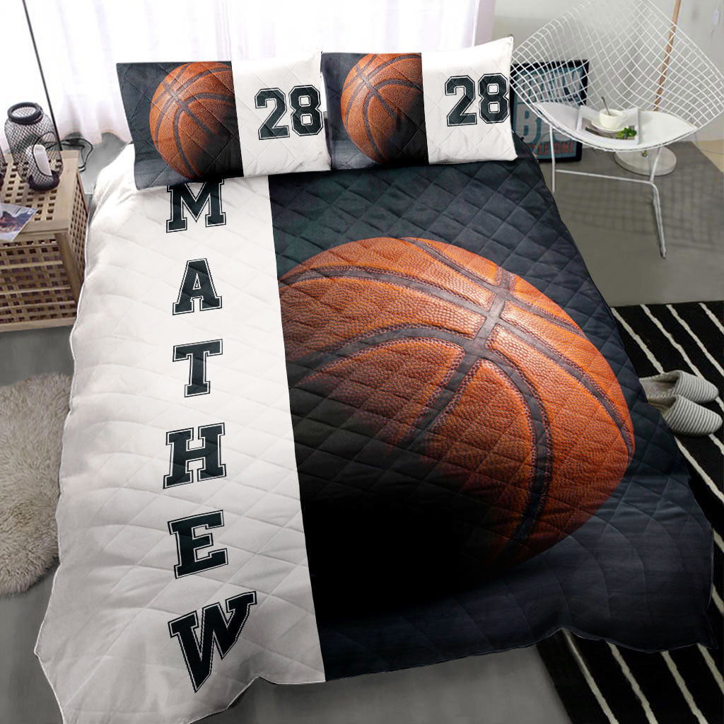 Ohaprints-Quilt-Bed-Set-Pillowcase-Basketball-Ball-3D-Player-Fan-Gift-Black-Beige-Custom-Personalized-Name-Number-Blanket-Bedspread-Bedding-2755-Throw (55'' x 60'')
