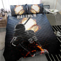 Ohaprints-Quilt-Bed-Set-Pillowcase-Baseball-Boy-Fire-Ball-Batter-Pose-Player-Fan-Custom-Personalized-Name-Number-Blanket-Bedspread-Bedding-1058-Throw (55'' x 60'')