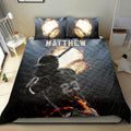 Ohaprints-Quilt-Bed-Set-Pillowcase-Baseball-Boy-Fire-Ball-Batter-Pose-Player-Fan-Custom-Personalized-Name-Number-Blanket-Bedspread-Bedding-1058-Double (70'' x 80'')