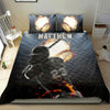 Ohaprints-Quilt-Bed-Set-Pillowcase-Baseball-Boy-Fire-Ball-Batter-Pose-Player-Fan-Custom-Personalized-Name-Number-Blanket-Bedspread-Bedding-1058-Double (70&#39;&#39; x 80&#39;&#39;)