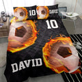 Ohaprints-Quilt-Bed-Set-Pillowcase-Soccer-Fire-Ball-Player-Fan-Unique-Gift-Black-Custom-Personalized-Name-Number-Blanket-Bedspread-Bedding-996-Throw (55'' x 60'')