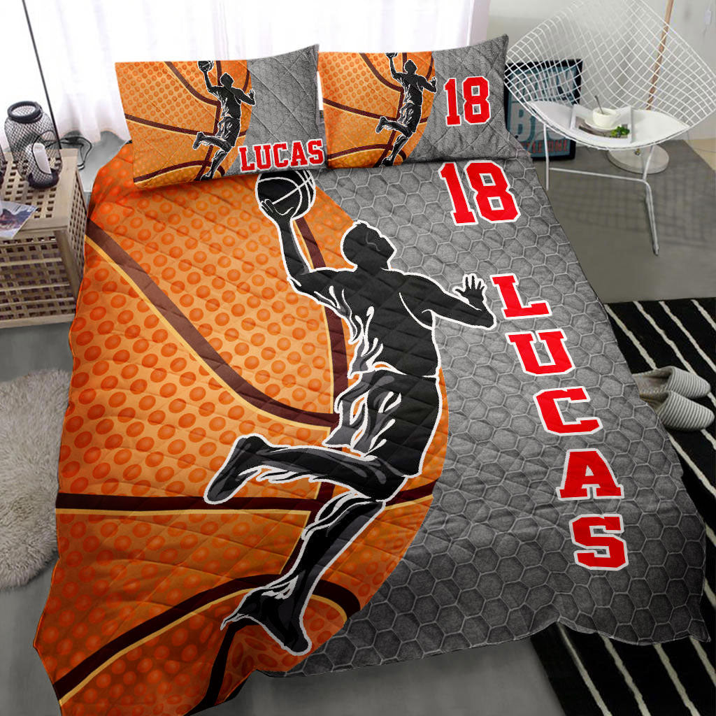 Ohaprints-Quilt-Bed-Set-Pillowcase-Basketball-Boy-Slam-Dunk-Player-Fan-Gift-Grey-Custom-Personalized-Name-Number-Blanket-Bedspread-Bedding-469-Throw (55'' x 60'')