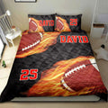 Ohaprints-Quilt-Bed-Set-Pillowcase-Football-Fire-Ball-Player-Fan-Gift-Idea-Black-Custom-Personalized-Name-Number-Blanket-Bedspread-Bedding-2162-Double (70'' x 80'')