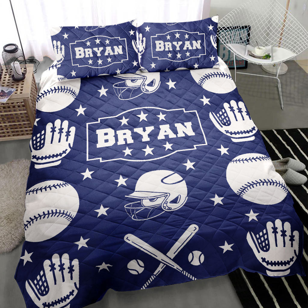 Ohaprints-Quilt-Bed-Set-Pillowcase-Baseball-Boy-Ball-Helmet-Player-Fan-Gift-Idea-Blue-Custom-Personalized-Name-Blanket-Bedspread-Bedding-2756-Throw (55'' x 60'')