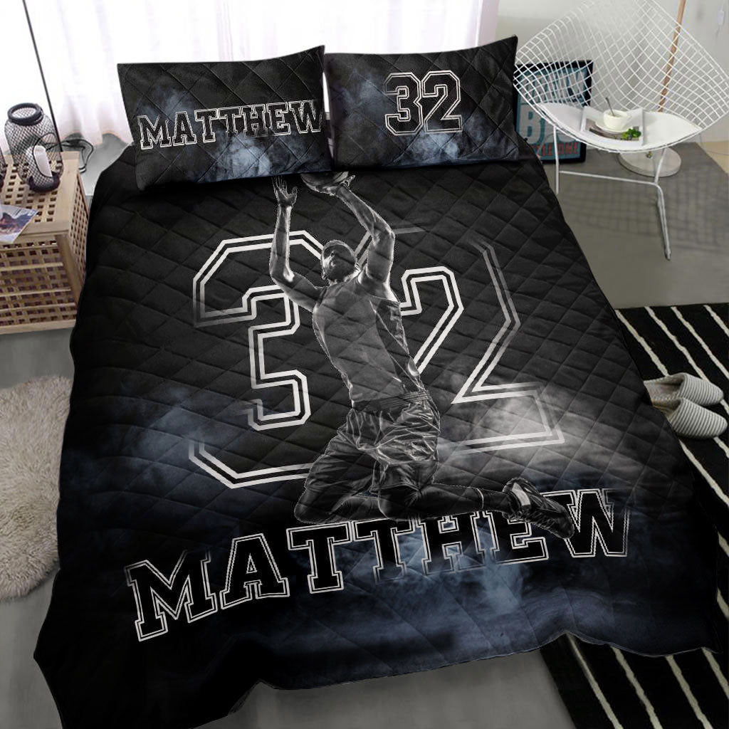 Ohaprints-Quilt-Bed-Set-Pillowcase-Basketball-Boy-Fog-Player-Fan-Gift-Idea-Black-Custom-Personalized-Name-Number-Blanket-Bedspread-Bedding-2821-Throw (55'' x 60'')