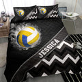 Ohaprints-Quilt-Bed-Set-Pillowcase-Volleyball-Ball-Smoke-Zig-Zag-Player-Fan-Gift-Black-Custom-Personalized-Name-Blanket-Bedspread-Bedding-1060-Throw (55'' x 60'')