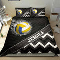 Ohaprints-Quilt-Bed-Set-Pillowcase-Volleyball-Ball-Smoke-Zig-Zag-Player-Fan-Gift-Black-Custom-Personalized-Name-Blanket-Bedspread-Bedding-1060-Double (70'' x 80'')