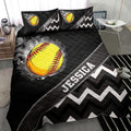 Ohaprints-Quilt-Bed-Set-Pillowcase-Softball-Ball-Smoke-Zig-Zag-Player-Fan-Gift-Black-Custom-Personalized-Name-Blanket-Bedspread-Bedding-1643-Throw (55'' x 60'')