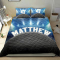 Ohaprints-Quilt-Bed-Set-Pillowcase-Hockey-Puck-Stadium-Player-Fan-Gift-Idea-Black-Blue-Custom-Personalized-Name-Blanket-Bedspread-Bedding-2228-Double (70'' x 80'')