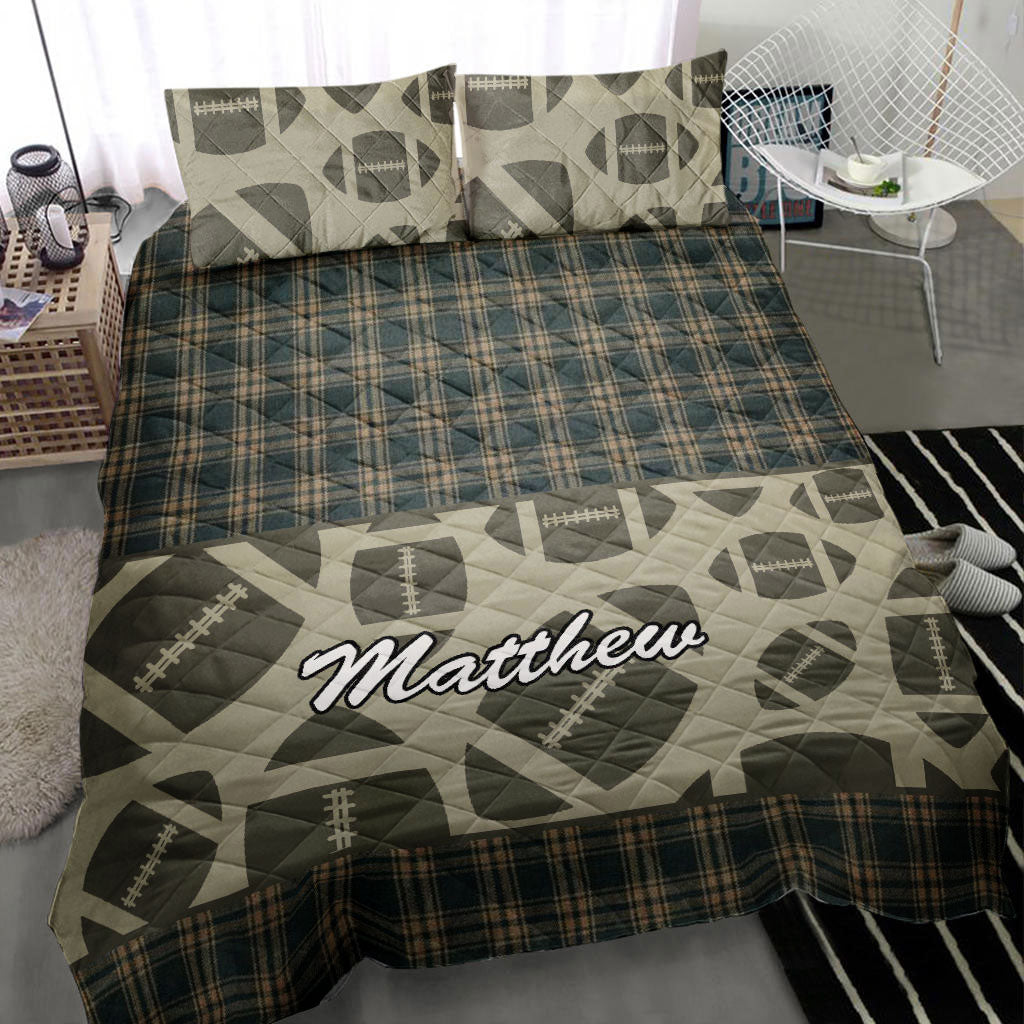Ohaprints-Quilt-Bed-Set-Pillowcase-Football-Ball-Pattern-Checkered-Player-Fan-Gift-Idea-Custom-Personalized-Name-Blanket-Bedspread-Bedding-1578-Throw (55'' x 60'')