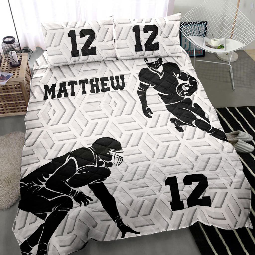 Ohaprints-Quilt-Bed-Set-Pillowcase-America-Football-Boy-3D-Player-Fan-Gift-White-Custom-Personalized-Name-Number-Blanket-Bedspread-Bedding-1644-Throw (55'' x 60'')