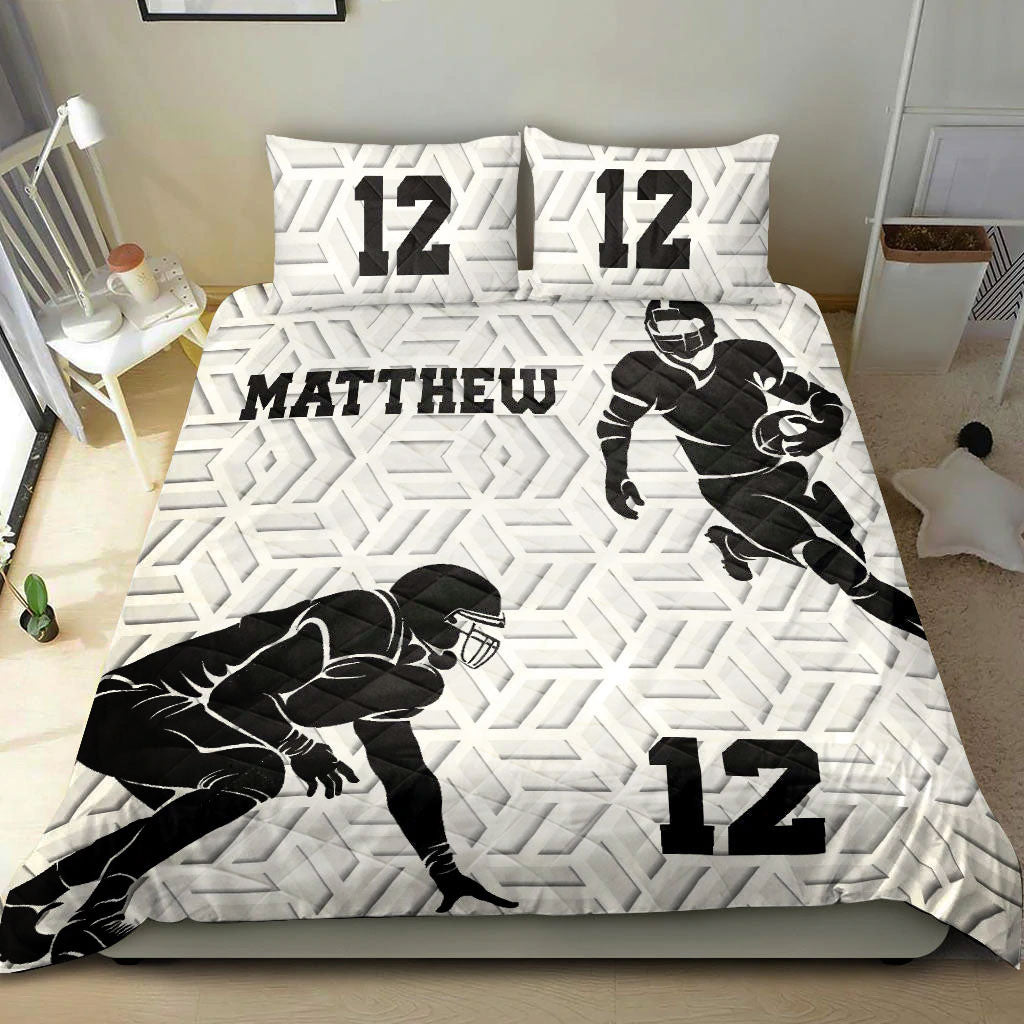 Ohaprints-Quilt-Bed-Set-Pillowcase-America-Football-Boy-3D-Player-Fan-Gift-White-Custom-Personalized-Name-Number-Blanket-Bedspread-Bedding-1644-Double (70'' x 80'')