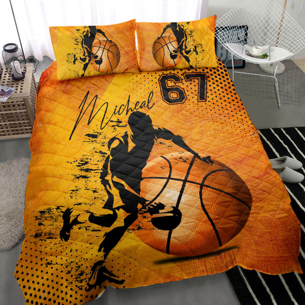 Ohaprints-Quilt-Bed-Set-Pillowcase-Basketball-Boy-Run-Player-Fan-Gift-Idea-Orange-Custom-Personalized-Name-Number-Blanket-Bedspread-Bedding-2229-Throw (55'' x 60'')