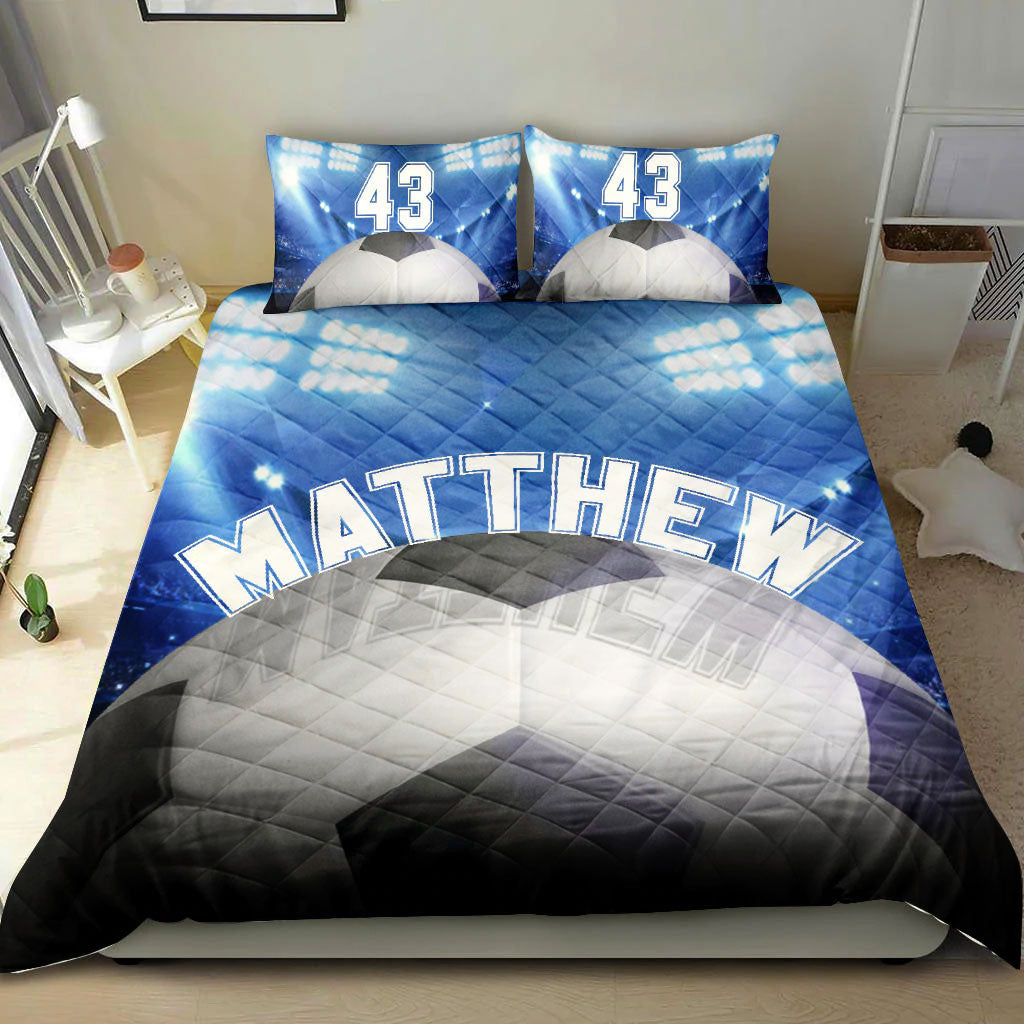 Ohaprints-Quilt-Bed-Set-Pillowcase-Soccer-Ball-Stadium-Player-Fan-Gift-Idea-Blue-Custom-Personalized-Name-Number-Blanket-Bedspread-Bedding-1645-Double (70'' x 80'')