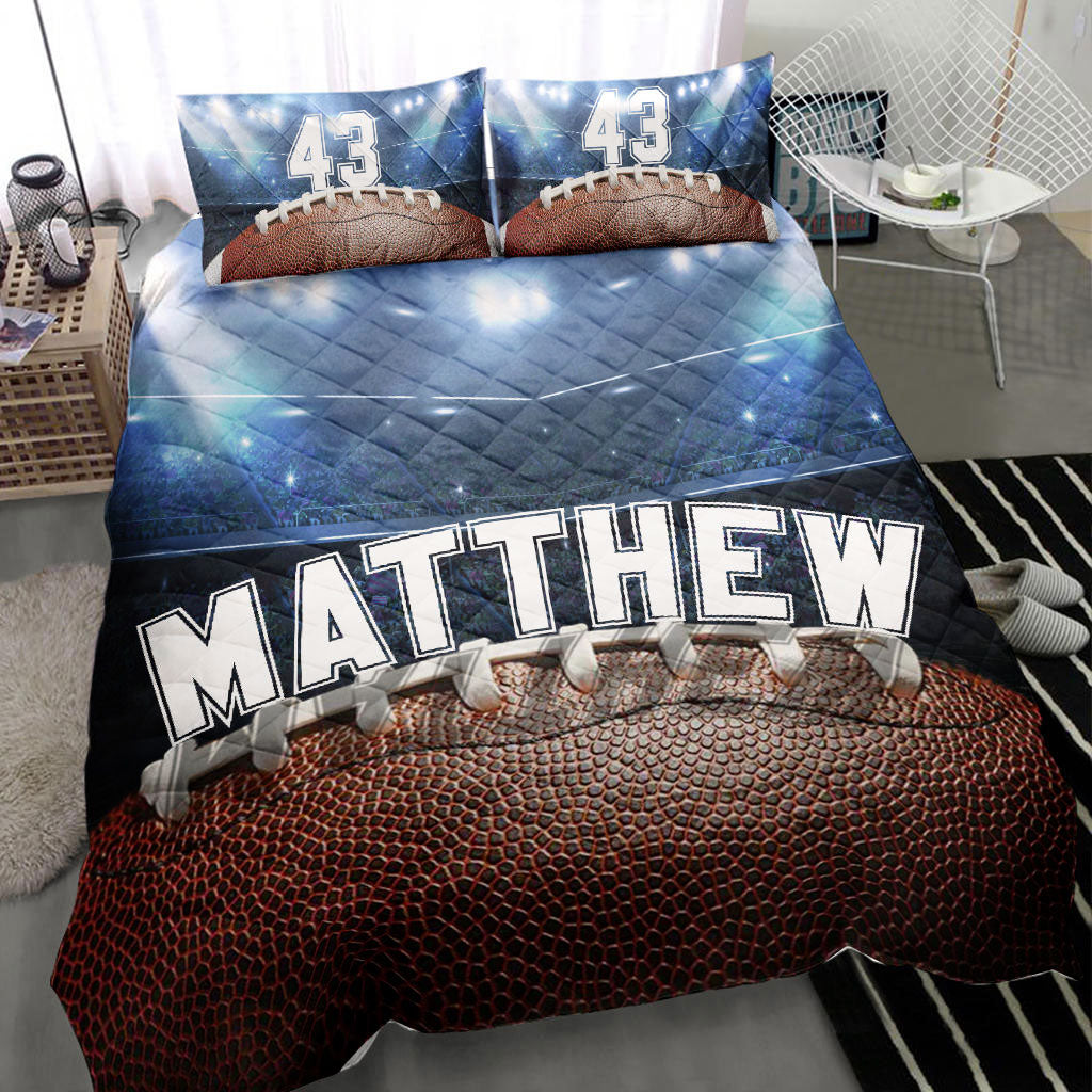 Ohaprints-Quilt-Bed-Set-Pillowcase-Football-Ball-Stadium-Player-Fan-Gift--Blue-Custom-Personalized-Name-Number-Blanket-Bedspread-Bedding-1579-Throw (55'' x 60'')