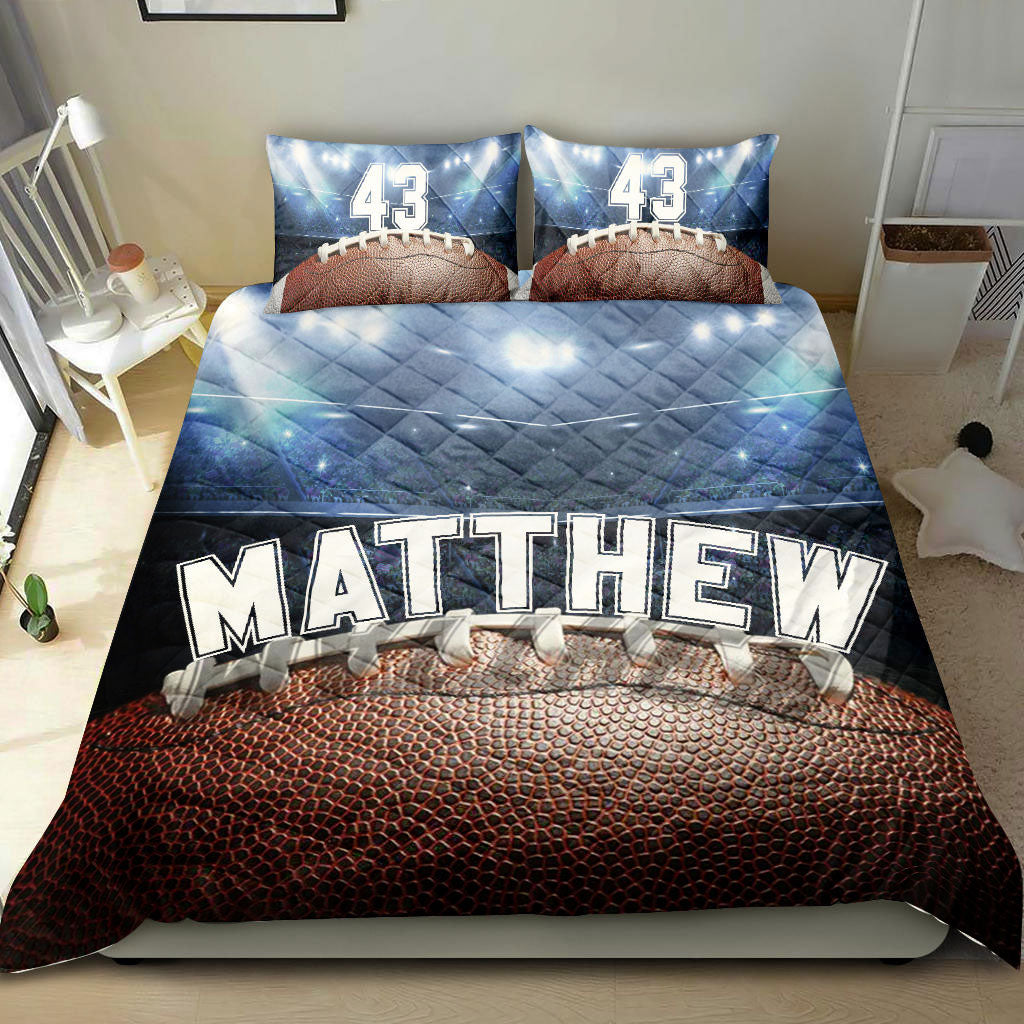 Ohaprints-Quilt-Bed-Set-Pillowcase-Football-Ball-Stadium-Player-Fan-Gift--Blue-Custom-Personalized-Name-Number-Blanket-Bedspread-Bedding-1579-Double (70'' x 80'')
