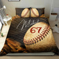 Ohaprints-Quilt-Bed-Set-Pillowcase-Baseball-Glove-Ball-Vintage-Player-Fan-Gift-Custom-Personalized-Name-Number-Blanket-Bedspread-Bedding-1063-Double (70'' x 80'')