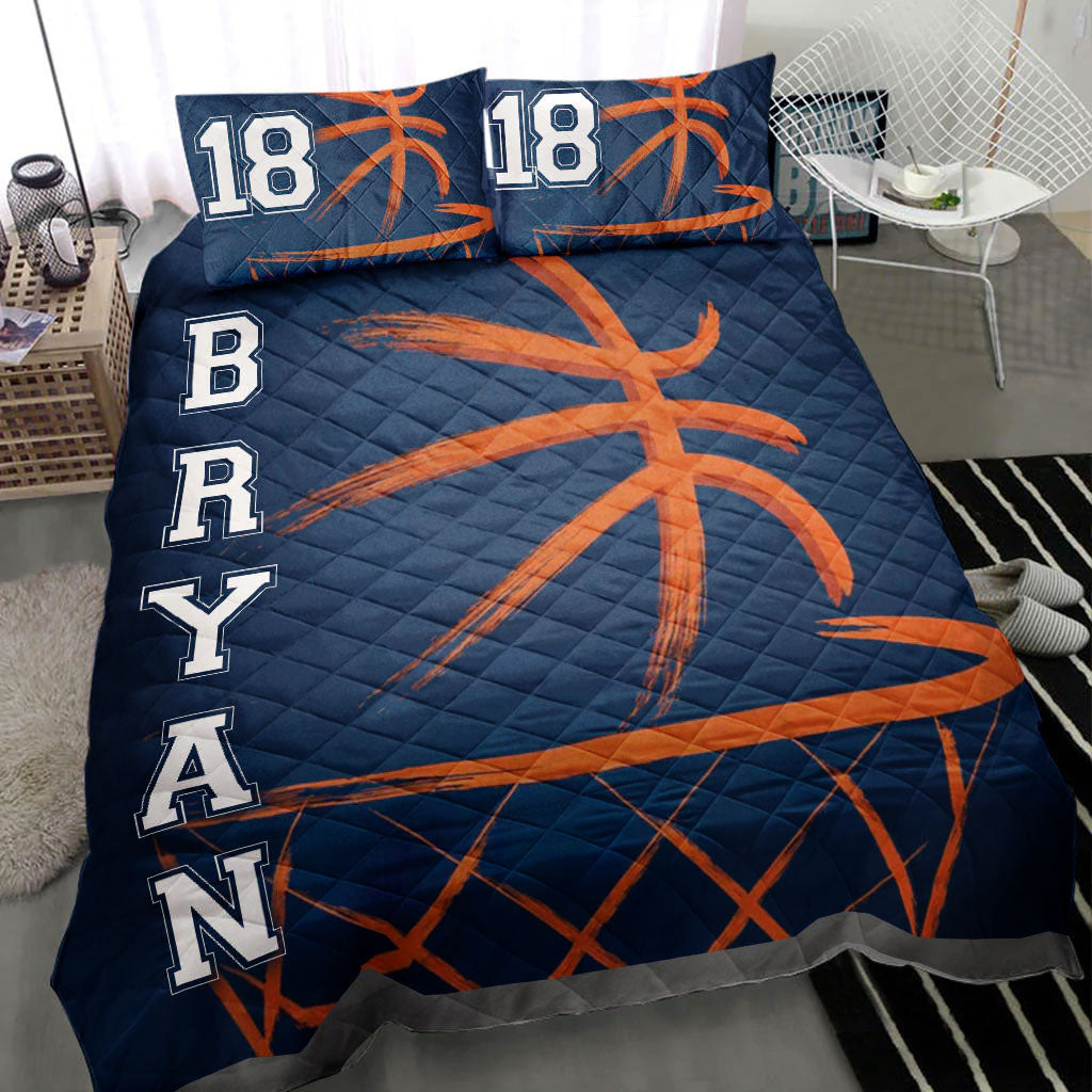 Ohaprints-Quilt-Bed-Set-Pillowcase-Basketball-Ball-Sihouette-Player-Fan-Gift-Idea-Custom-Personalized-Name-Number-Blanket-Bedspread-Bedding-2825-Throw (55'' x 60'')