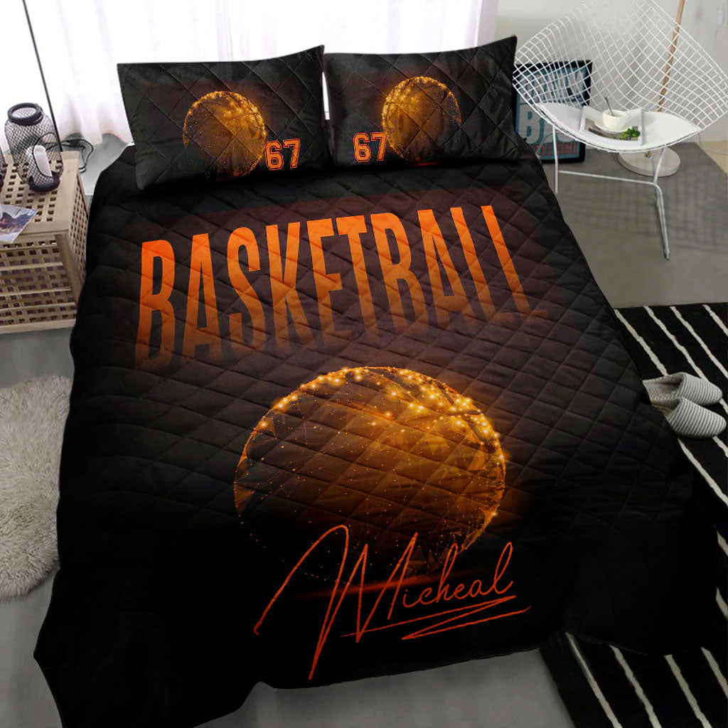 Ohaprints-Quilt-Bed-Set-Pillowcase-Basketball-Ball-Light-Player-Fan-Gift-Orange-Custom-Personalized-Name-Number-Blanket-Bedspread-Bedding-474-Throw (55'' x 60'')