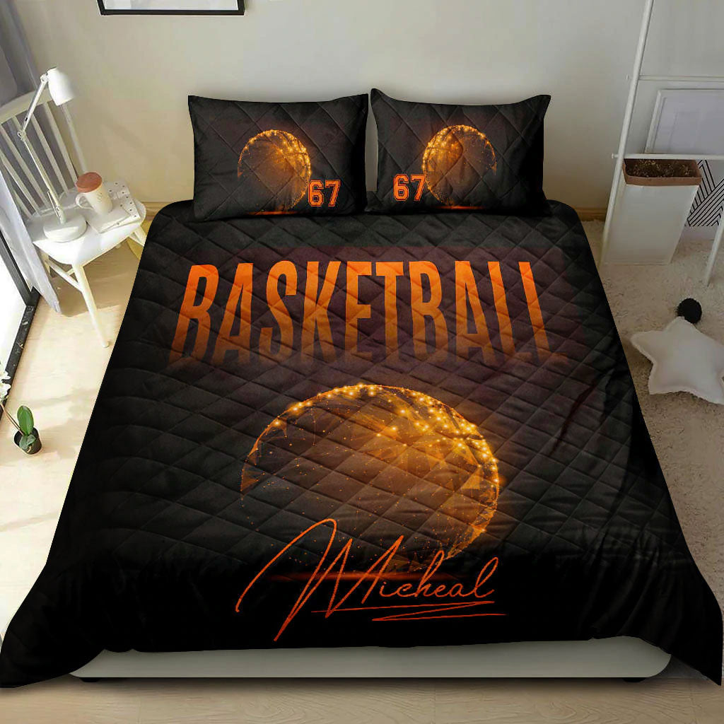 Ohaprints-Quilt-Bed-Set-Pillowcase-Basketball-Ball-Light-Player-Fan-Gift-Orange-Custom-Personalized-Name-Number-Blanket-Bedspread-Bedding-474-Double (70'' x 80'')