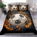 Ohaprints-Quilt-Bed-Set-Pillowcase-Soccer-Ball-On-Fire-Player-Fan-Gift-Idea-Black-Custom-Personalized-Name-Blanket-Bedspread-Bedding-999-Double (70'' x 80'')
