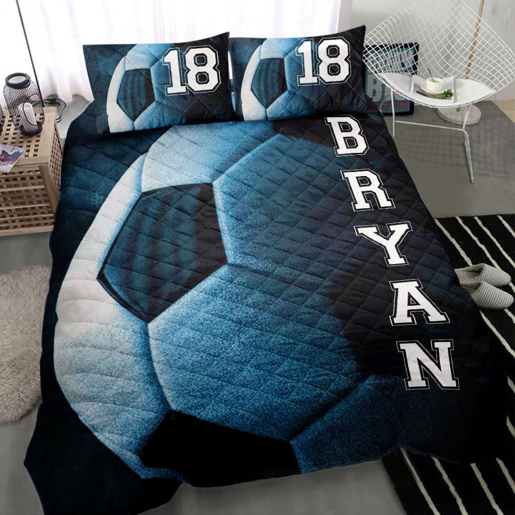 Ohaprints-Quilt-Bed-Set-Pillowcase-Soccer-Ball-Dream-Player-Fan-Gift-Idea-Blue-Custom-Personalized-Name-Number-Blanket-Bedspread-Bedding-2232-Throw (55'' x 60'')
