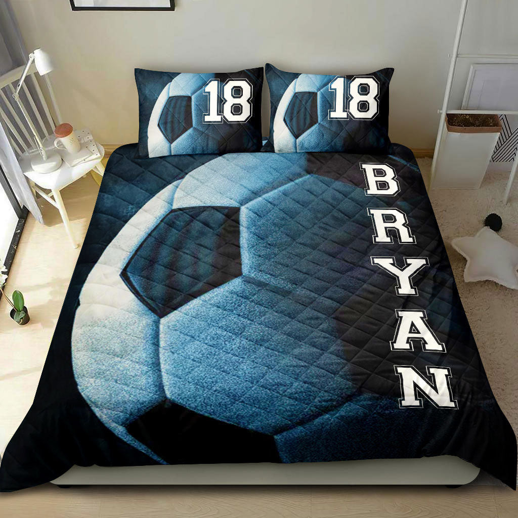 Ohaprints-Quilt-Bed-Set-Pillowcase-Soccer-Ball-Dream-Player-Fan-Gift-Idea-Blue-Custom-Personalized-Name-Number-Blanket-Bedspread-Bedding-2232-Double (70'' x 80'')