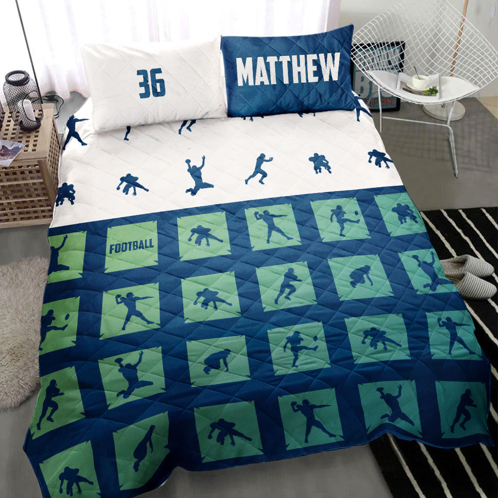 Ohaprints-Quilt-Bed-Set-Pillowcase-Football-In-Boxes-Player-Fan-Gift--Turquoise-Custom-Personalized-Name-Number-Blanket-Bedspread-Bedding-2165-Throw (55'' x 60'')