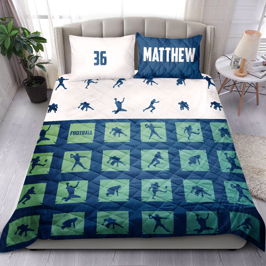 Ohaprints-Quilt-Bed-Set-Pillowcase-Football-In-Boxes-Player-Fan-Gift--Turquoise-Custom-Personalized-Name-Number-Blanket-Bedspread-Bedding-2165-Double (70'' x 80'')
