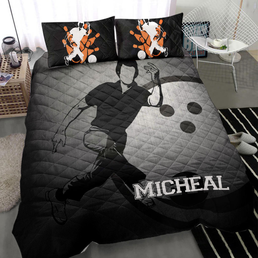 Ohaprints-Quilt-Bed-Set-Pillowcase-Bowling-Boy-Men-Grey-Black-Player-Fan-Gift-Idea-Custom-Personalized-Name-Blanket-Bedspread-Bedding-2827-Throw (55'' x 60'')