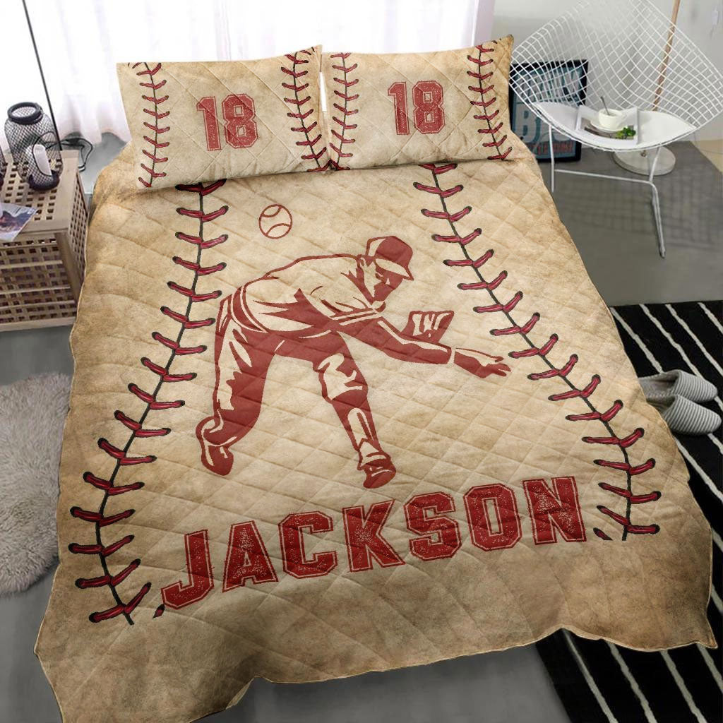 Ohaprints-Quilt-Bed-Set-Pillowcase-Baseball-Players-Vintage-Batter-Fan-Gift-Idea-Custom-Personalized-Name-Number-Blanket-Bedspread-Bedding-2760-Throw (55'' x 60'')