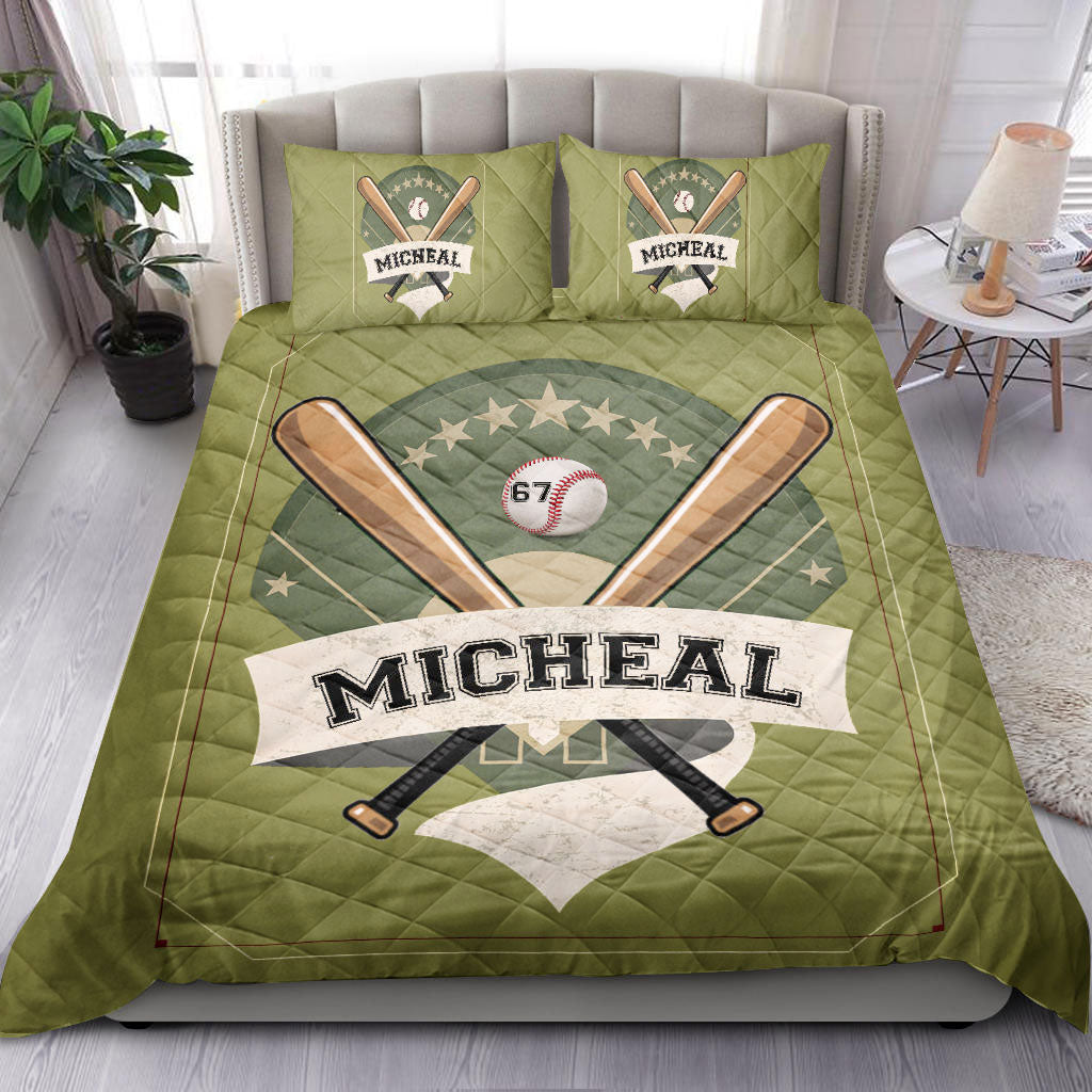 Ohaprints-Quilt-Bed-Set-Pillowcase-Baseball-Star-Ball-Player-Fan-Gift-Idea-Green-Custom-Personalized-Name-Number-Blanket-Bedspread-Bedding-409-Throw (55'' x 60'')