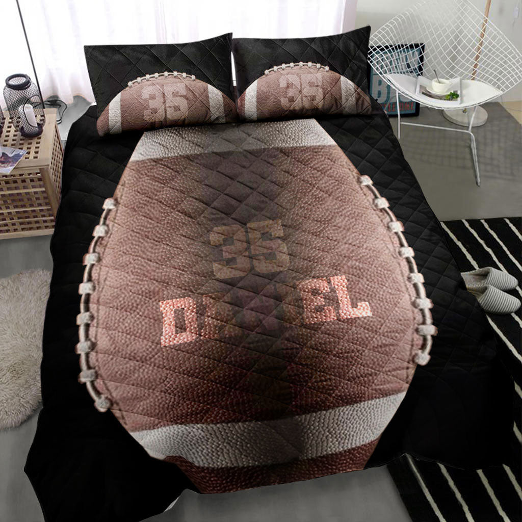 Ohaprints-Quilt-Bed-Set-Pillowcase-Football-Ball-Dark-3D-Player-Fan-Gift-Black-Custom-Personalized-Name-Number-Blanket-Bedspread-Bedding-1066-Throw (55'' x 60'')